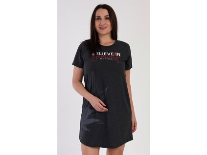 Dámská noční košile s krátkým rukávem Katka (Barva antracitová, Velikost 1XL)