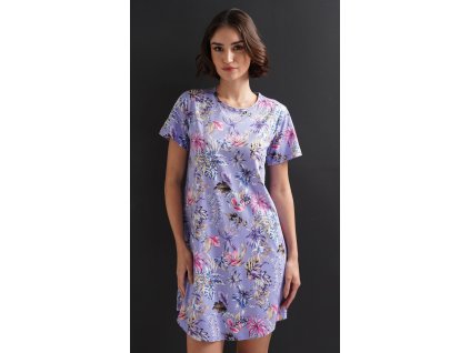 Dámská noční košile s krátkým rukávem Alžběta (Barva modrošedá, Velikost S)