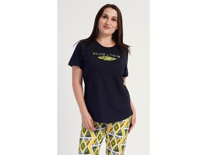 Dámské pyžamo kapri Zuzka (Barva tmavě modrá, Velikost 2XL)