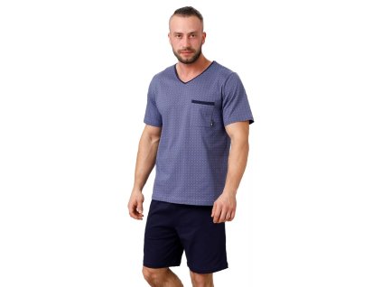 Pánské pyžamo Big Carl 1002/03 HOTBERG (Velikost XXL, Barva modrá)