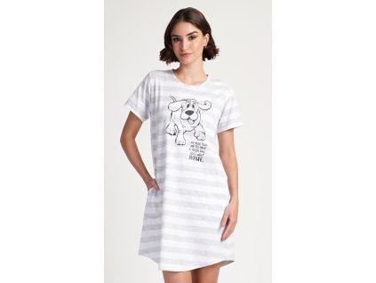 Dámské domácí šaty s krátkým rukávem Sarah (Barva světle šedá, Velikost XXL)