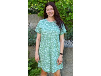 Dámská noční košile s krátkým rukávem Hawaii (Barva zelená, Velikost S)