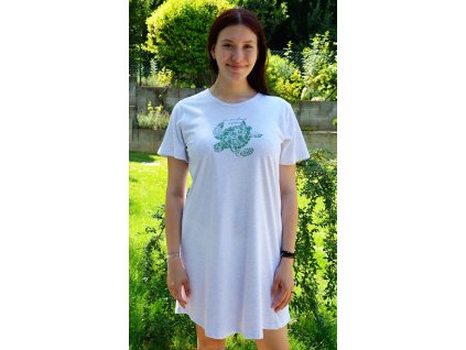 Dámská noční košile s krátkým rukávem Želva (Barva světle šedá, Velikost M)