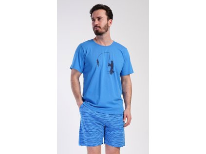 Pánské pyžamo šortky Rybář (Barva mentolová, Velikost M)