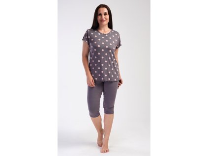 Dámské pyžamo kapri Puntík (Barva hnědá, Velikost 4XL)