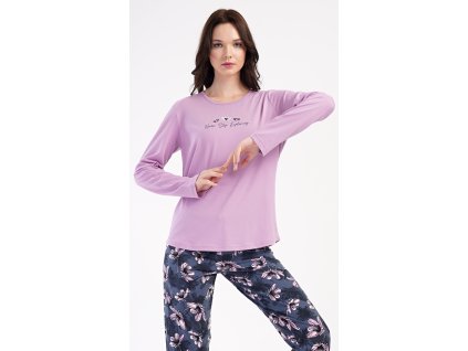 Dámské pyžamo dlouhé Violetta (Barva fialová, Velikost 1XL)