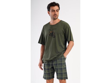 Pánské pyžamo šortky David (Barva khaki, Velikost M)