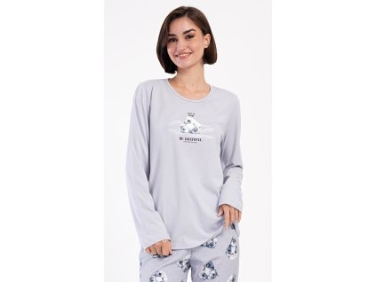 Dámské pyžamo dlouhé Polar bear (Barva šedá, Velikost L)