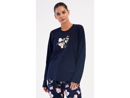 Dámské pyžamo dlouhé Alice (Barva tmavě modrá, Velikost 1XL)