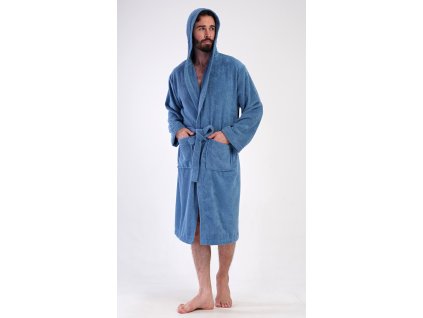 Pánský župan s kapucí Albert (Barva modrošedá, Velikost L)