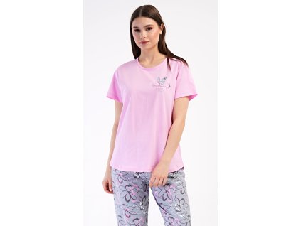 Dámské pyžamo kapri Miana (Barva světle růžová, Velikost 1XL)