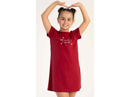 Dětská noční košile s krátkým rukávem Hvězdičky (Barva vínová, Velikost 13 - 14)