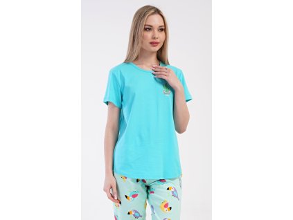 Dámské pyžamo kapri Papoušek (Barva tyrkysová, Velikost S)