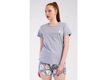 Dámské pyžamo šortky Ovečky (Barva šedá, Velikost XL)