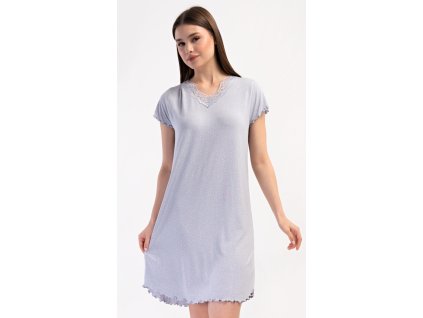 Dámská noční košile s krátkým rukávem Vločka (Barva šedá, Velikost S)