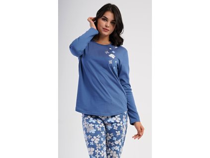 Dámské pyžamo dlouhé Joanne (Barva modrošedá, Velikost 4XL)