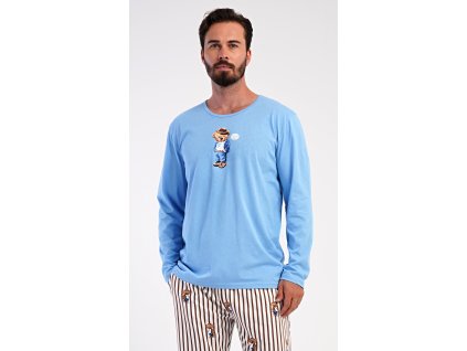 Pánské pyžamo dlouhé Bear (Barva světle modrá, Velikost S)