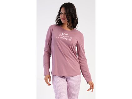 Dámské pyžamo dlouhé Believe (Barva světle růžová, Velikost L)