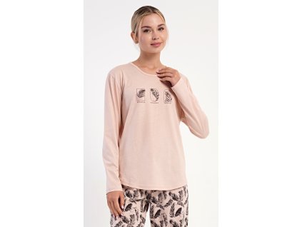 Dámské pyžamo dlouhé Isabela (Barva světle lososová, Velikost S)