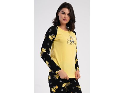 Dámské pyžamo dlouhé Včelka (Barva žlutá, Velikost S)