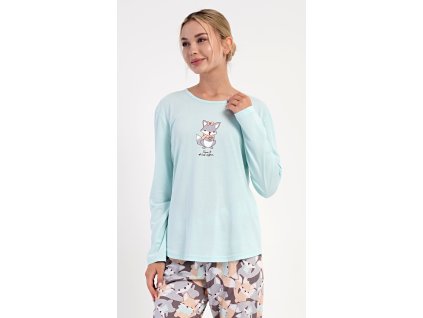 Dámské pyžamo dlouhé Jezevec (Barva mentolová, Velikost S)