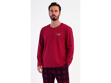 Pánské pyžamo dlouhé Good mood (Barva vínová, Velikost M)