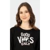 Dámská noční košile s dlouhým rukávem Good vibes (Barva černá, Velikost S)