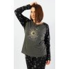 Dámské pyžamo dlouhé The moon (Barva tmavě šedá, Velikost 1XL)