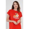 Dámská noční košile s krátkým rukávem Love your self (Barva červená, Velikost S)