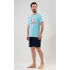Pánské pyžamo šortky Lucky day (Barva azurová, Velikost M)