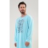 Pánská noční košile s dlouhým rukávem Kolo (Barva mentolová, Velikost M)