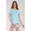 Dámské pyžamo šortky Ellie (Barva světle tyrkysová, Velikost S)
