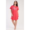 Dámská noční košile s krátkým rukávem Casandra (Barva korálová, Velikost 1XL)
