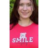 Dámská noční košile s krátkým rukávem Méďa Smile (Barva jahodová, Velikost S)