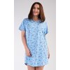 Dámská noční košile s krátkým rukávem Bára (Barva světle modrá, Velikost 1XL)