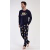 Pánské pyžamo dlouhé Weekend (Barva tmavě modrá, Velikost S)