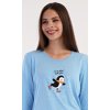 Dámské pyžamo dlouhé Tučňák na ledě (Barva modrá, Velikost XL)