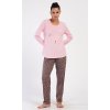 Dámské pyžamo dlouhé Flowers (Barva světle lososová, Velikost L)