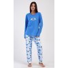 Dámské pyžamo dlouhé Dominika (Barva modrá, Velikost 4XL)