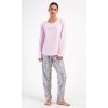 Dámské pyžamo dlouhé Kika (Barva světle růžová, Velikost 1XL)