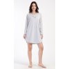 Dámské domácí šaty s dlouhým rukávem Good night (Barva šedá, Velikost S)