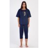 Dámské pyžamo kapri Pírko (Barva tmavě modrá, Velikost XXL)