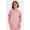 Dámské pyžamo kapri Méďa s polštářem (Barva starorůžová, Velikost L)