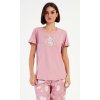 Dámské pyžamo kapri Méďa s polštářem (Barva starorůžová, Velikost XXL)