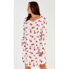 Dámské domácí šaty s dlouhým rukávem Srdce (Barva jahodová, Velikost 3XL)