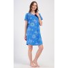 Dámské domácí šaty s krátkým rukávem Měsíc (Barva modrá, Velikost M)