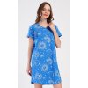 Dámské domácí šaty s krátkým rukávem Měsíc (Barva modrá, Velikost M)