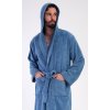 Pánský župan s kapucí Albert (Barva modrošedá, Velikost L)