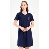 Dámská noční košile s krátkým rukávem Motýlek (Barva tmavě modrá, Velikost M)
