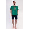 Pánské pyžamo šortky Méďa Happy (Barva zelená, Velikost M)